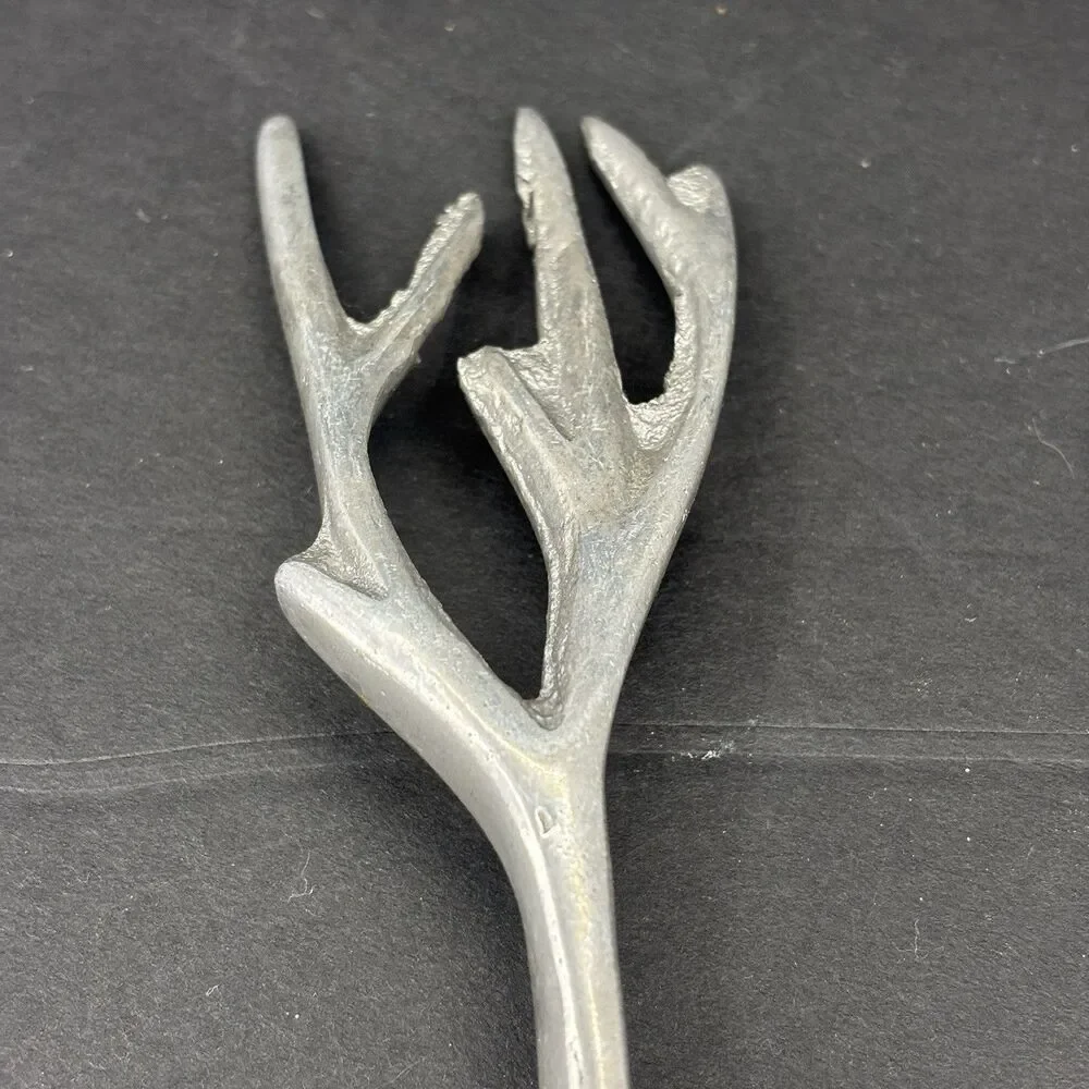 Vintage Aluminum Grey Tree Branch‎ Twigs Serving Set Salad Mixing Spoons
